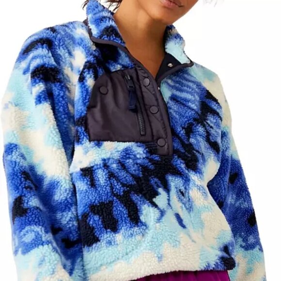 NWT Free People Movement Rocky Ridge Fleece Pullover Jacket Ocean Tie Dye Combo - Picture 6 of 13